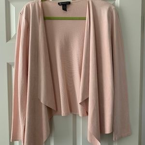 Inc Light Pink Shrug with suede front. Size is L